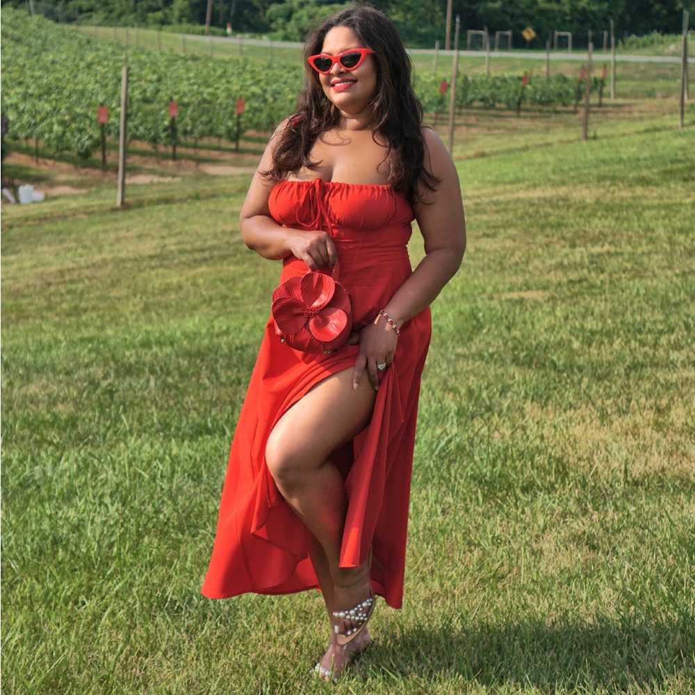 SHEIN Red Midi Dress